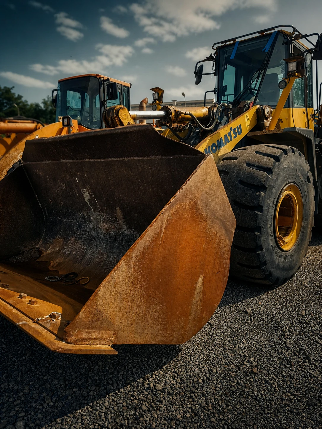 Ładowarka Komatsu z ciężką łyżką roboczą